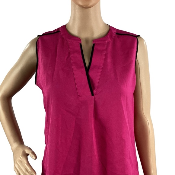 Calvin Klein Sleeveless Split Neck Blouse Fuchsia Pink Small - Picture 2 of 7